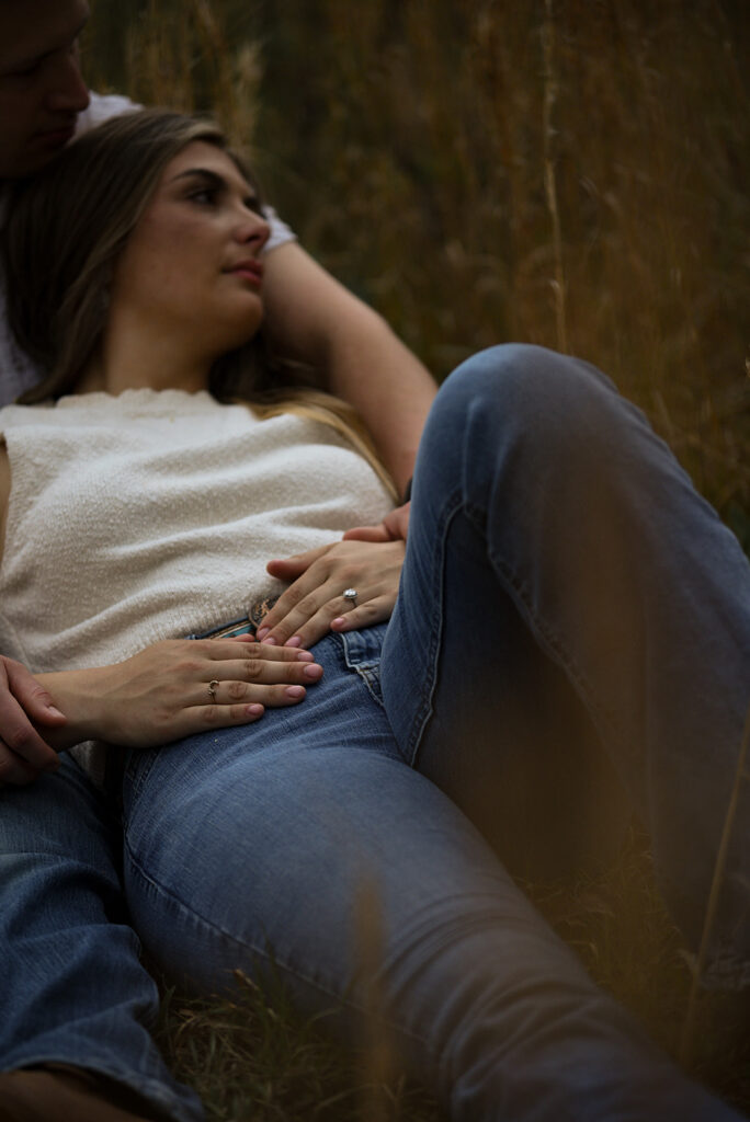 Engaged couple during outdoor engagement photography session in North Georgia