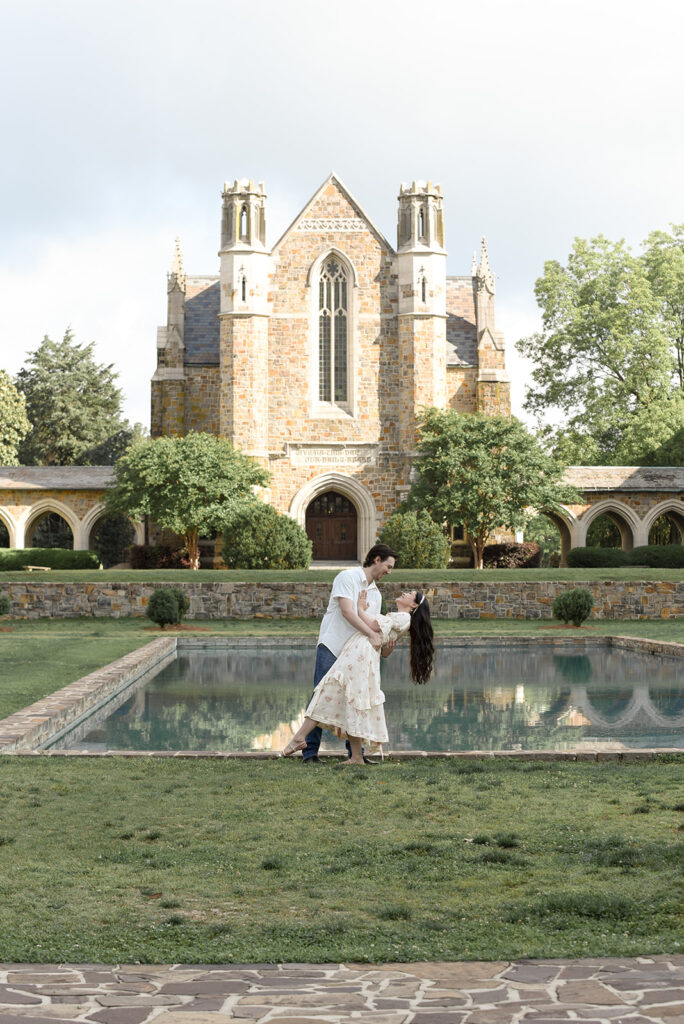 Engaged couple during outdoor engagement photography session in North Georgia