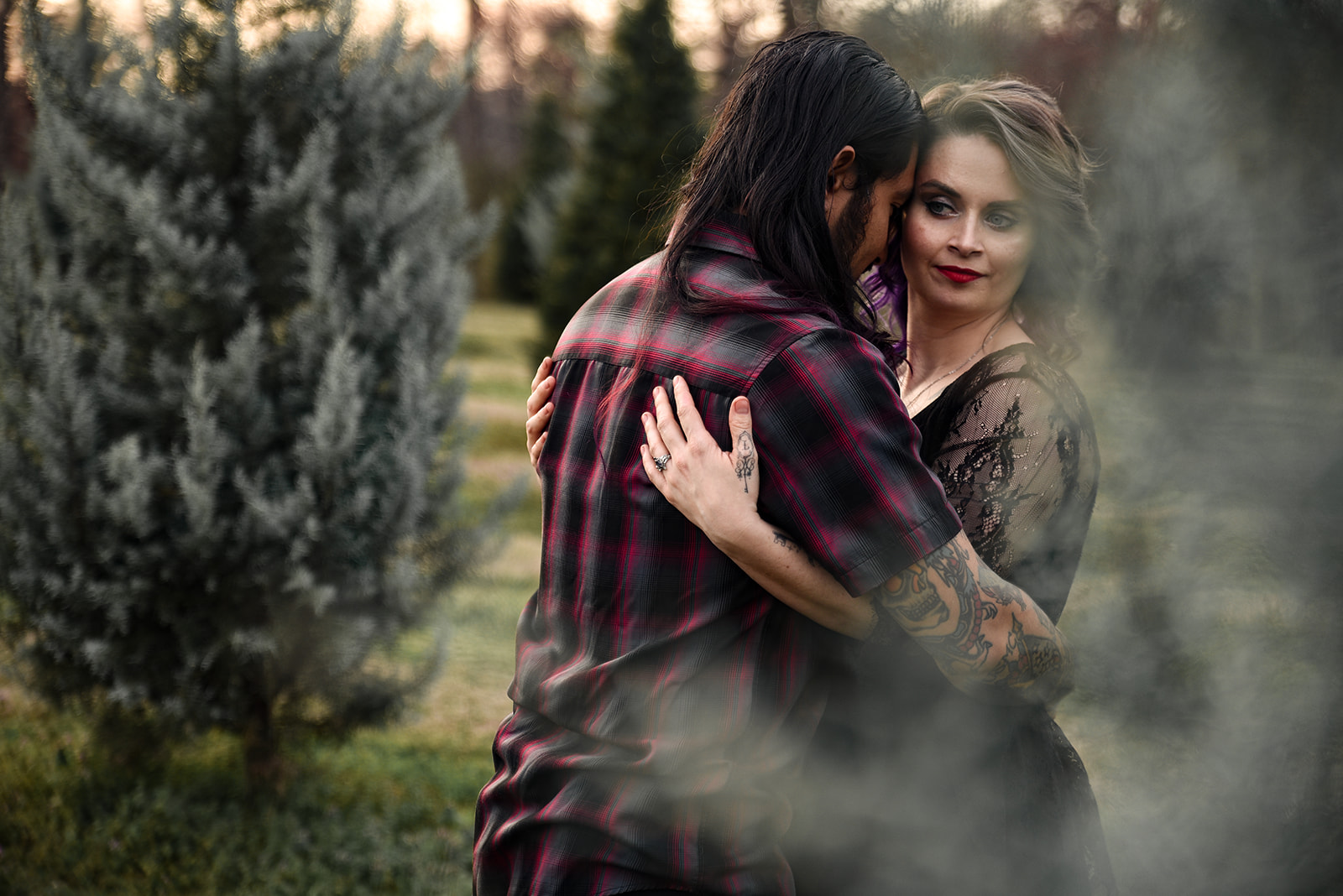 Engagement portrait near historic mill in downtown Canton GA