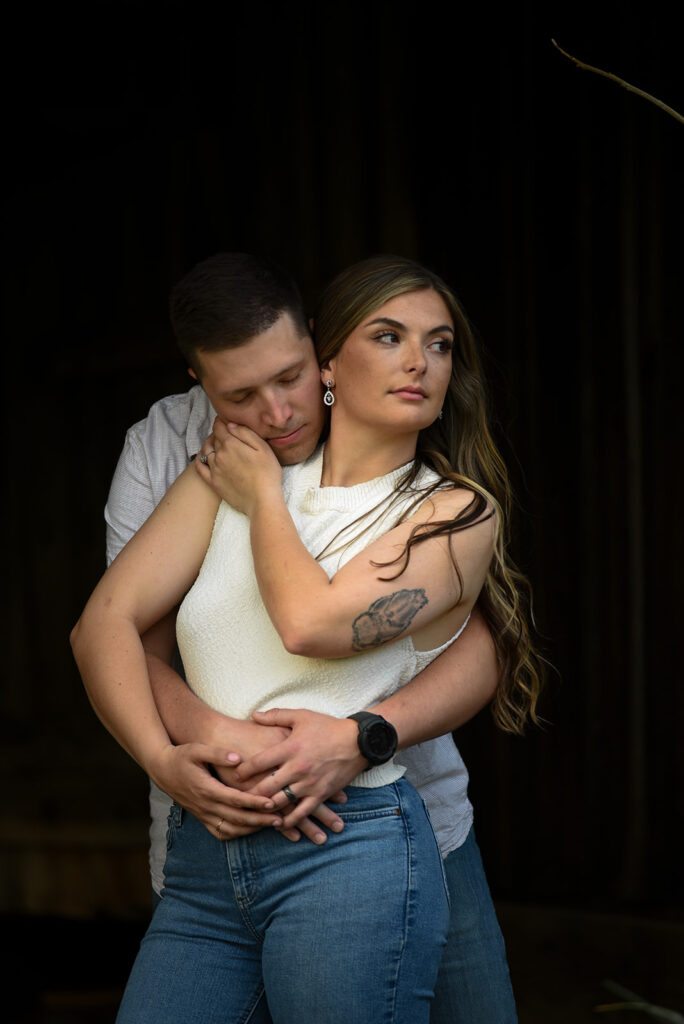 Engaged couple during outdoor engagement photography session in North Georgia