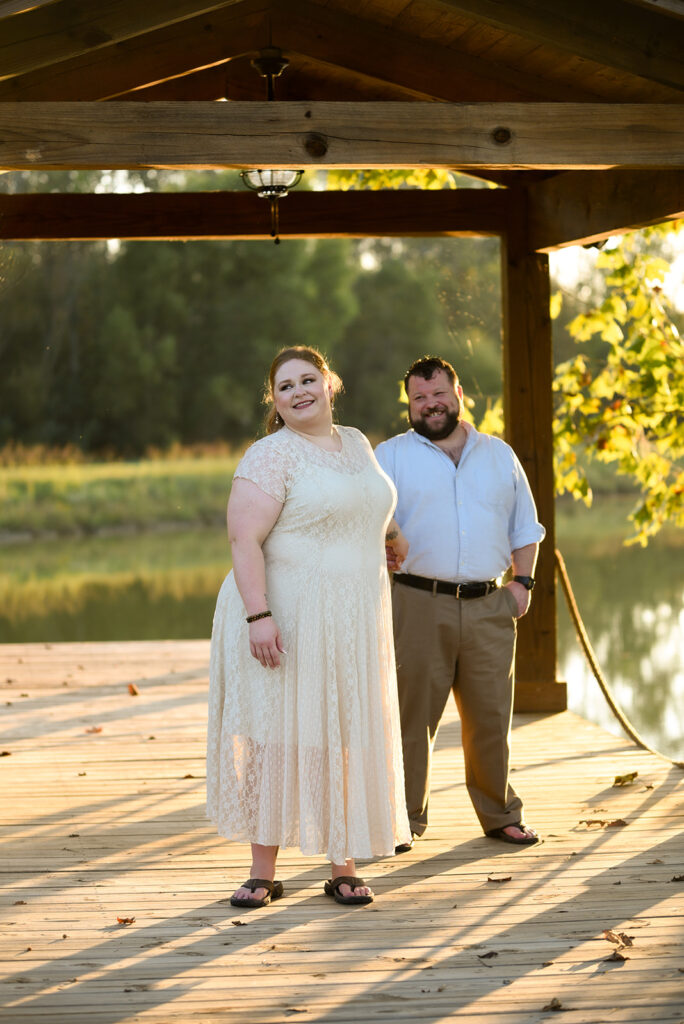 Engaged couple during outdoor engagement photography session in North Georgia