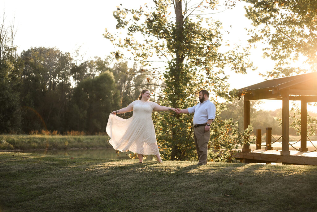 Engaged couple during outdoor engagement photography session in North Georgia