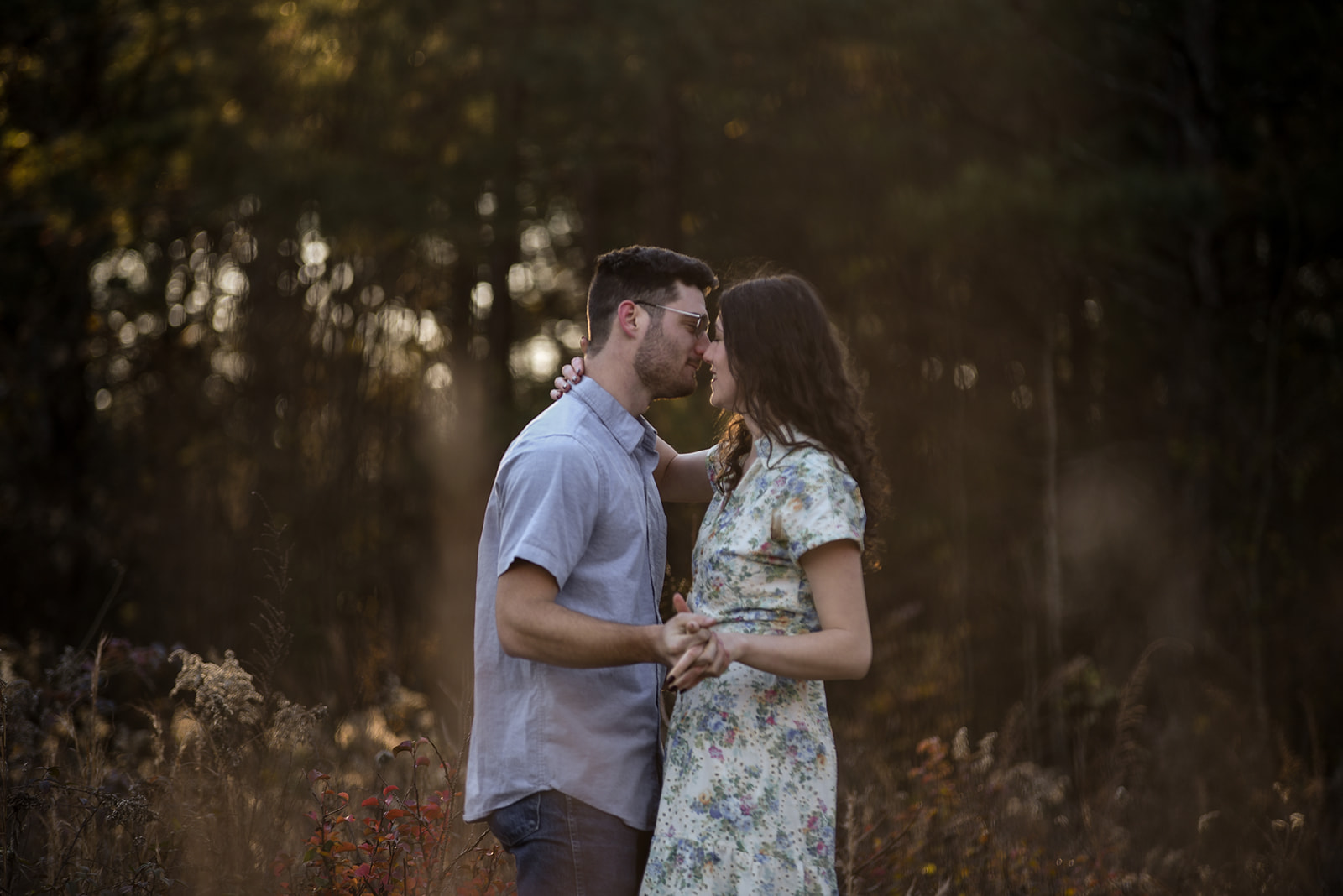 Engaged couple at golden hour during Sandy Springs Georgia engagement session