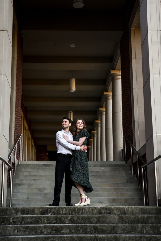 Engaged couple during outdoor engagement photography session in North Georgia