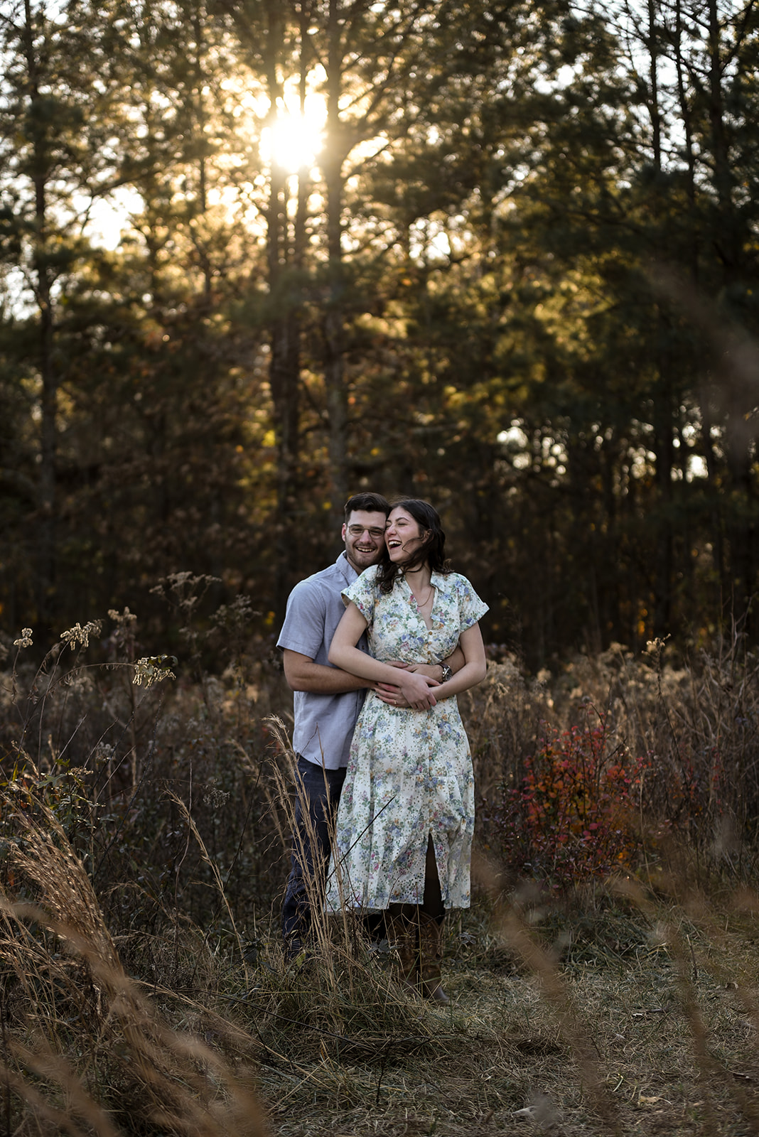 Close up engagement portrait in historic Decatur Georgia