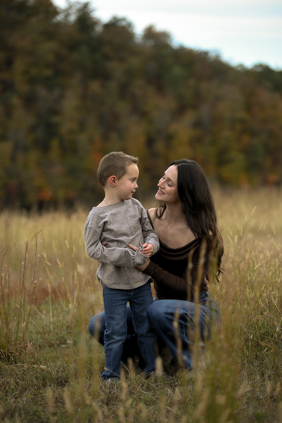 Family portrait in golden hour light at Kennesaw Georgia outdoor setting
