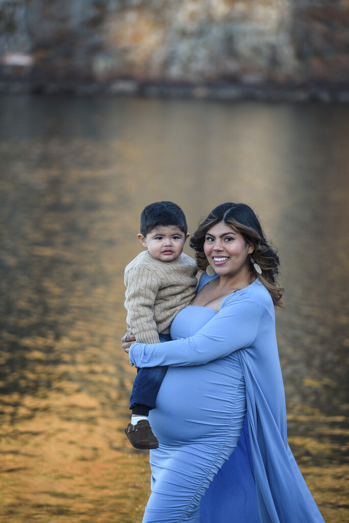 Expecting mother during outdoor maternity photography session in Georgia
