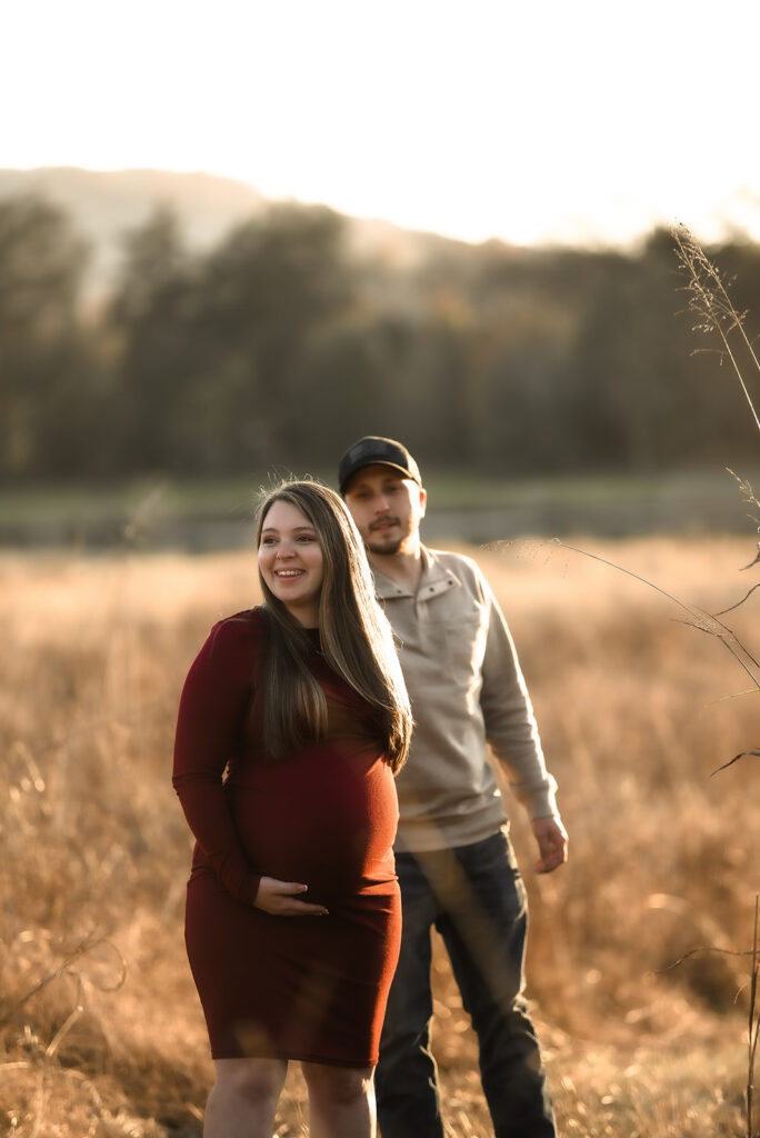 Expecting mother during outdoor maternity photography session in Georgia